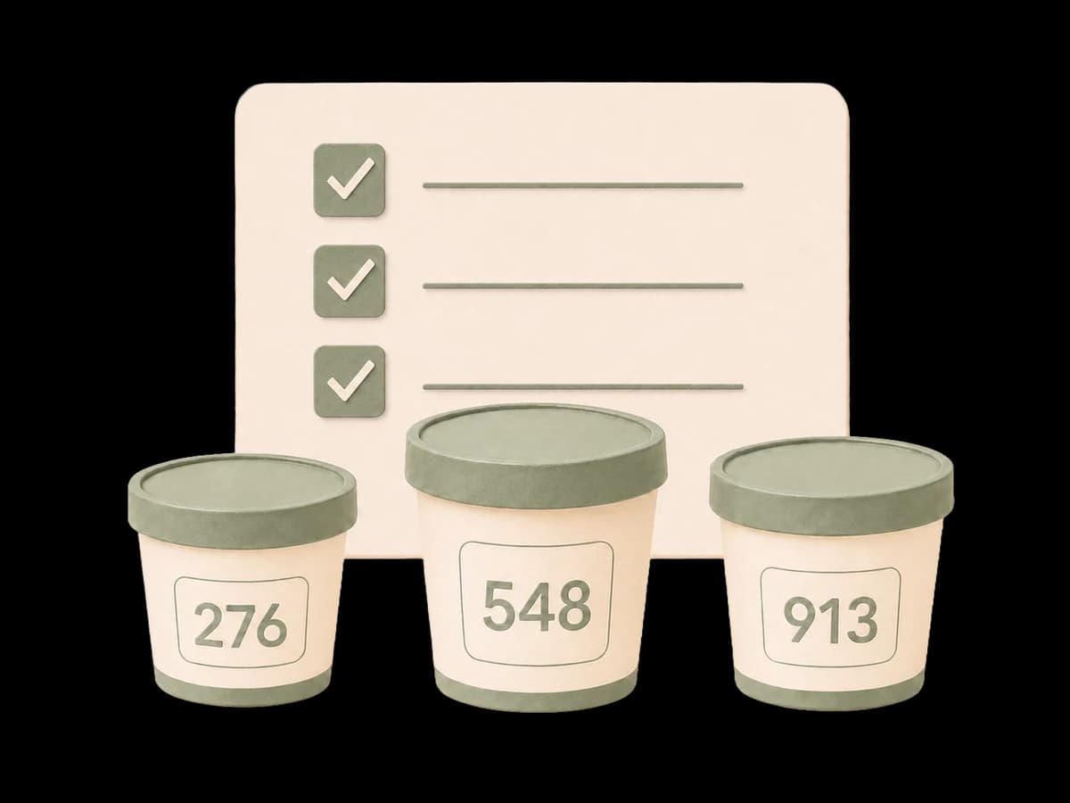 Paper-cut illustration of three product samples labeled 204, 517 and 832 in front of a test setup